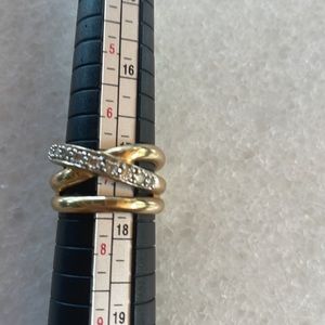 14 k gold & diamond criss-cross ring